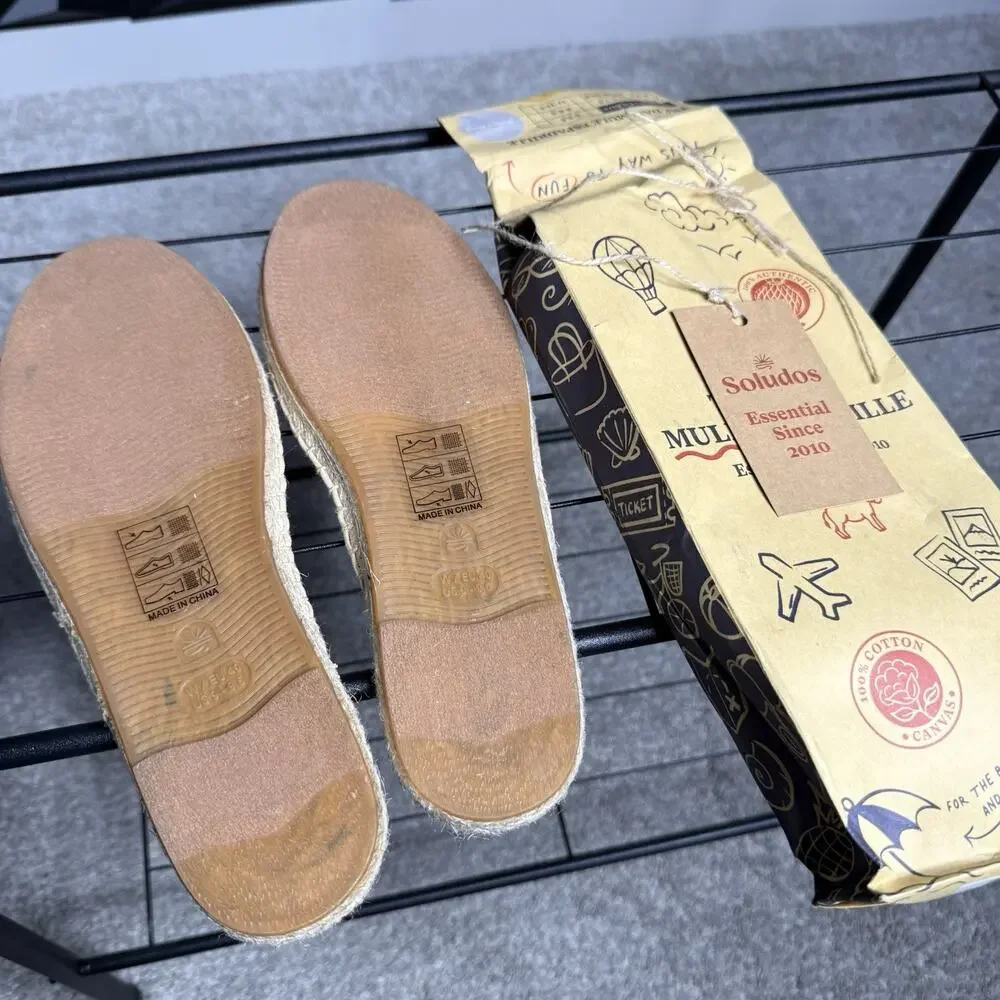 Soludos The Dali Mule Canvas Espadrilles Women Size 9-9.5 Gray